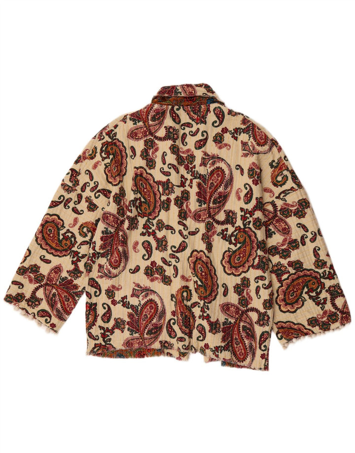 Zara Γυναικείο Oversized Bomber Jacket UK 6 XS Off White Paisley Polyester