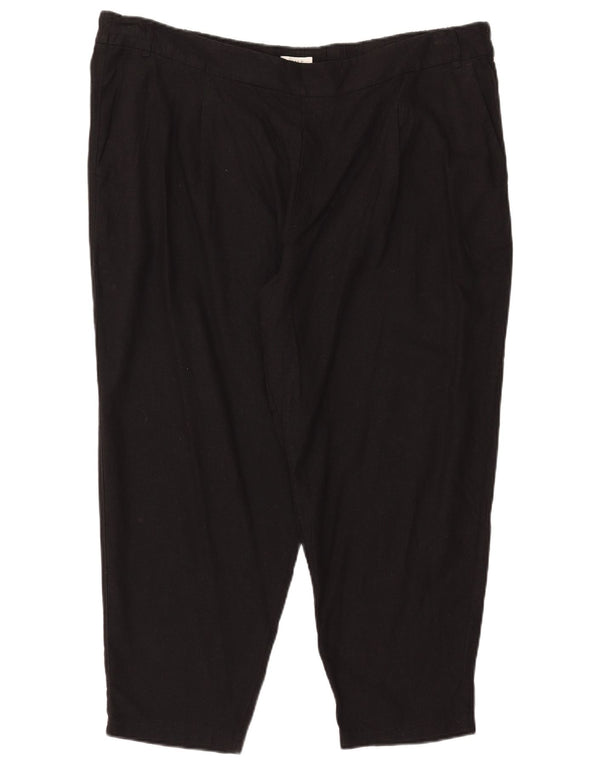 Marks & Spencer Γυναικείο παντελόνι Capri UK 24 4XL W42 L25 Μαύρο λινό