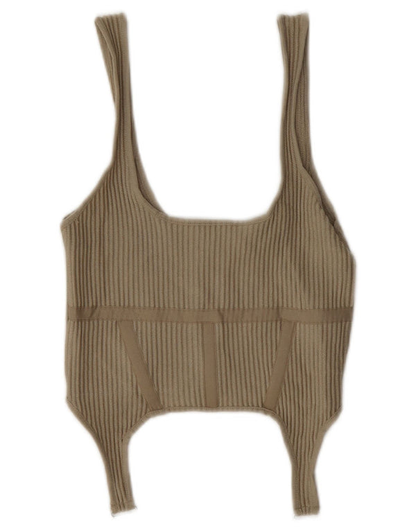 Zara Γυναικείο Crop Top UK 8 Small Beige Polyester