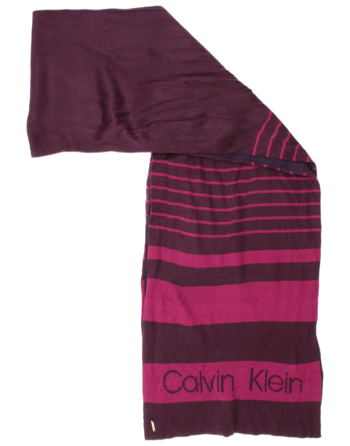 Γυναικείο γραφικό ορθογώνιο φουλάρι Calvin Klein, ακρυλικό μωβ ριγέ ενός μεγέθους