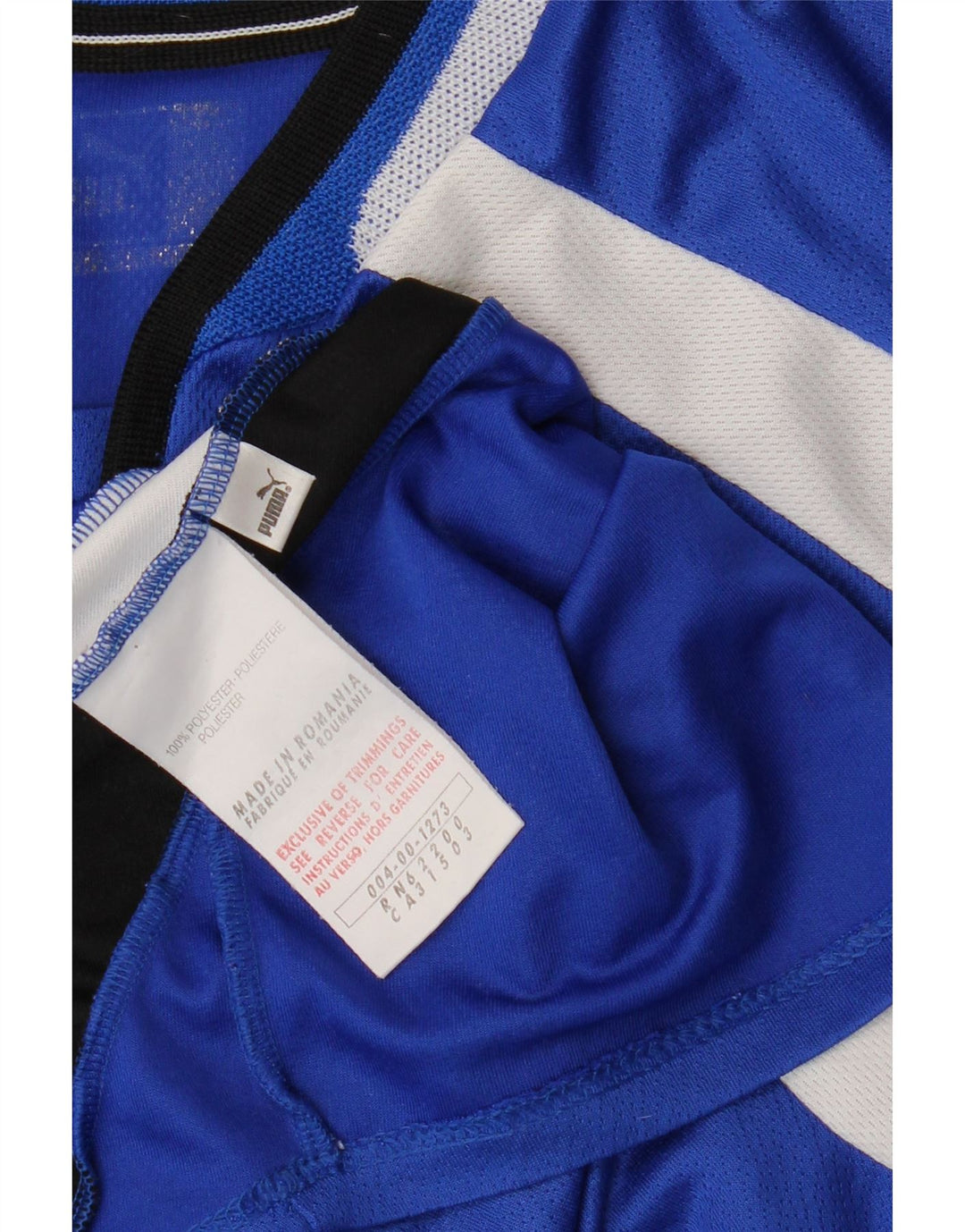 PUMA Mens T-Shirt Top Small Blue Colourblock Polyester Vintage Puma and Second-Hand Puma from Messina Hembry 