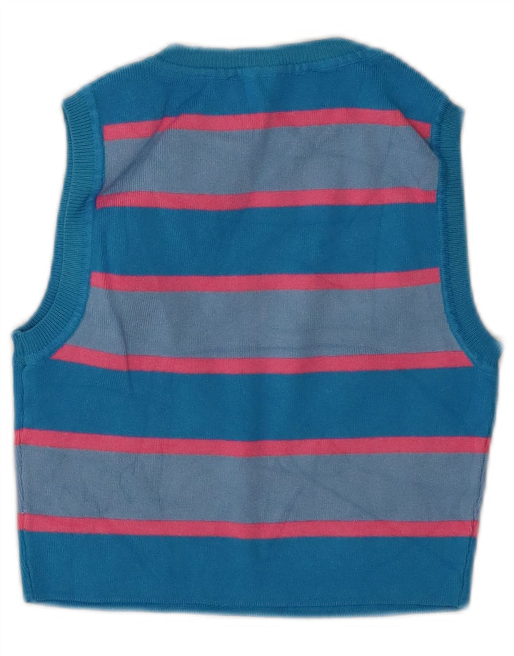 Zara Γυναικείο γιλέκο Crop UK 12 μεσαία μπλε ριγέ βισκόζη