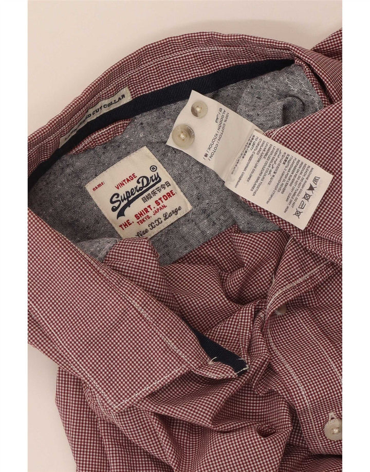 Superdry Ανδρικό Πουκάμισο Μεσαίο Κόκκινο Βαμβακερό Gingham