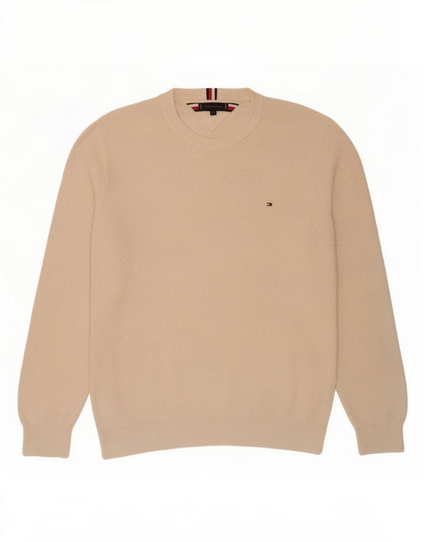 Ανδρικό πουλόβερ με λαιμόκοψη Tommy Hilfiger 2XL από λευκό βαμβακερό