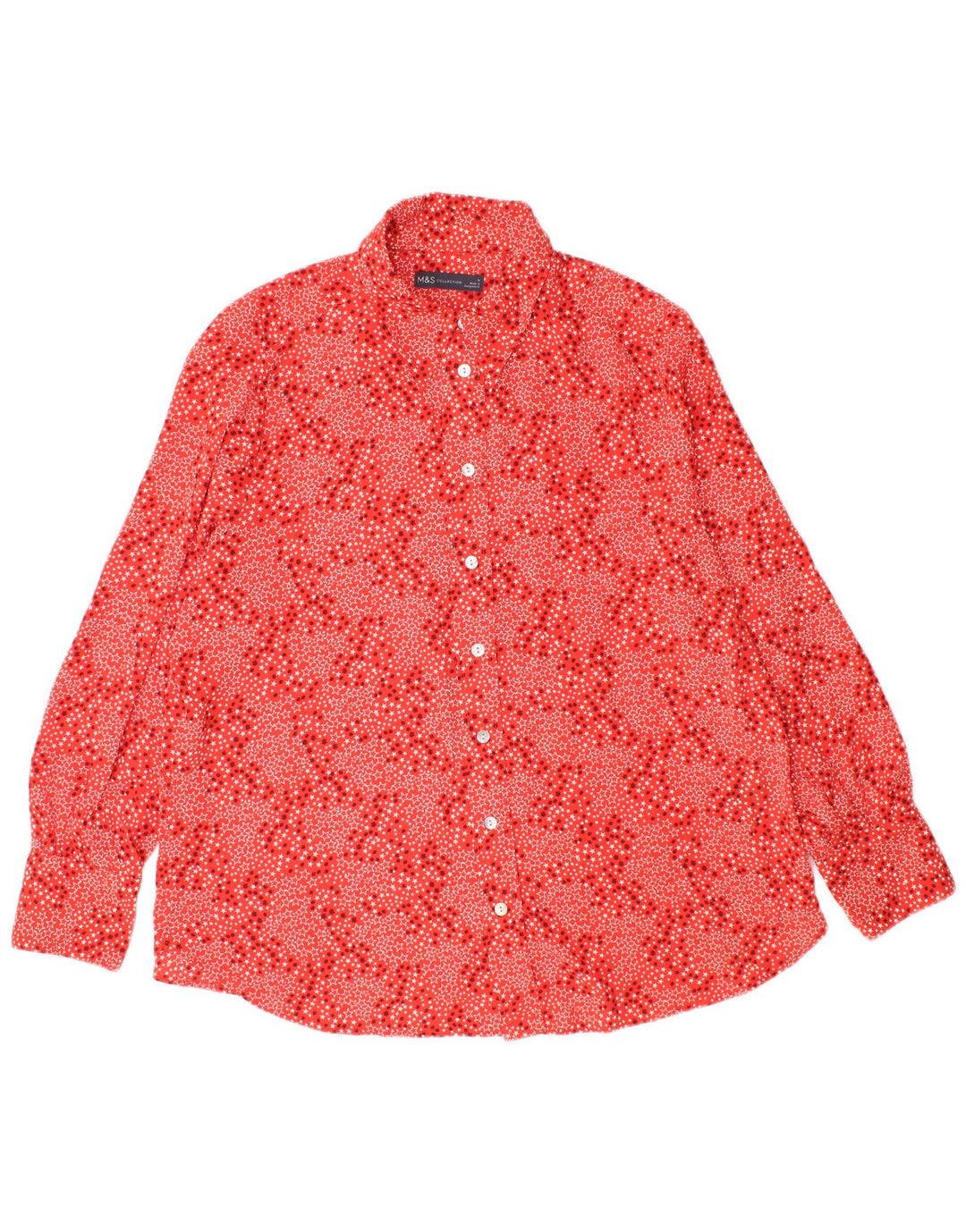 MARKS & SPENCER Γυναικείο πουκάμισο UK 16 Large Red Geometric Polyester