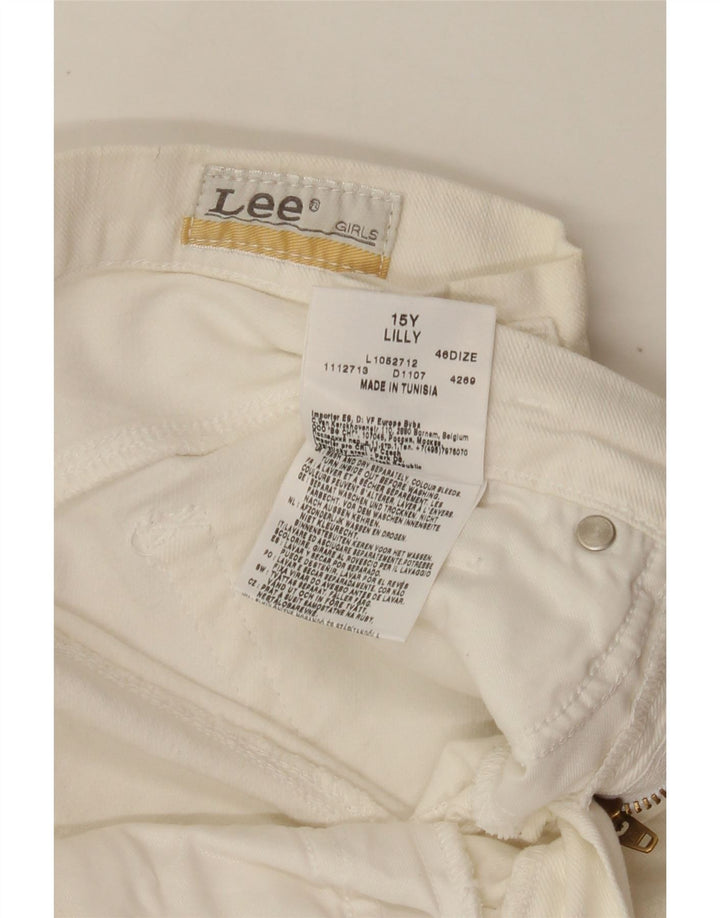 LEE Girls Lilly Straight Jeans 14-15 ετών W28 L26 Λευκό βαμβακερό