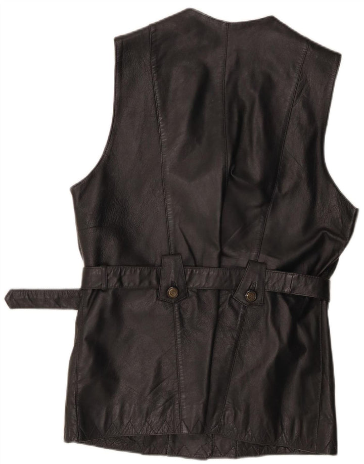 Νέο Γρήγορο Γυναικείο Δερμάτινο Gilet EU 38 Medium Black Leather