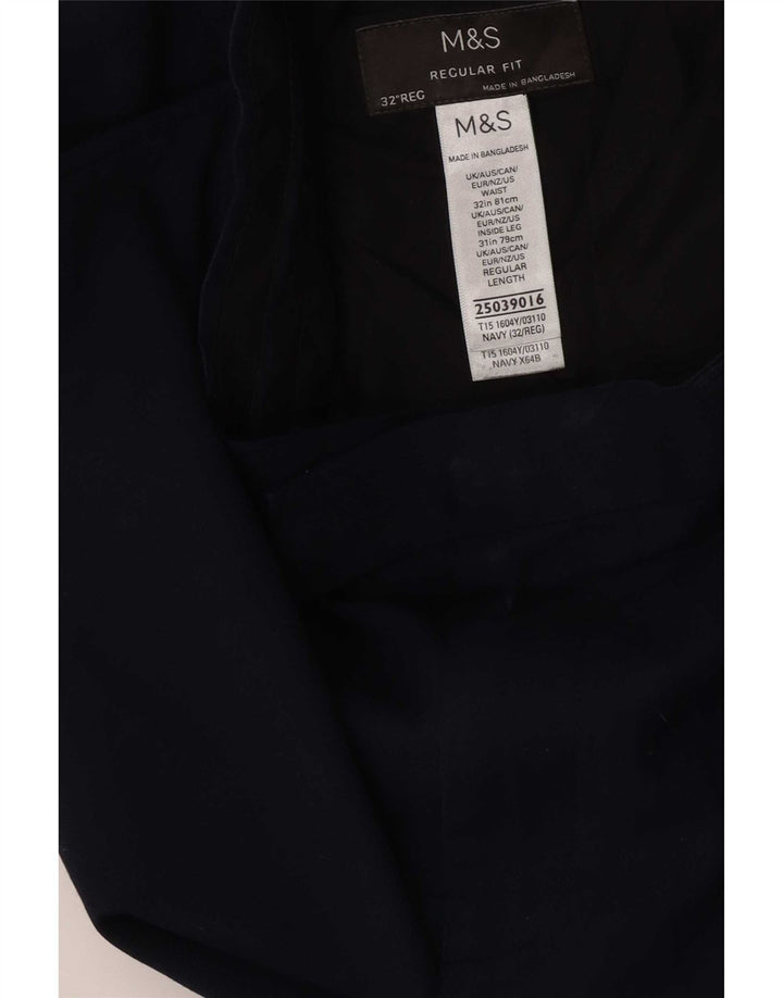 Ανδρικό παντελόνι με κανονική εφαρμογή Marks & Spencer W32 L31 Navy Blue Polyester