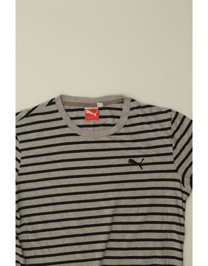 PUMA Mens T-Shirt Top Small Grey Striped Cotton Vintage Puma and Second-Hand Puma from Messina Hembry 
