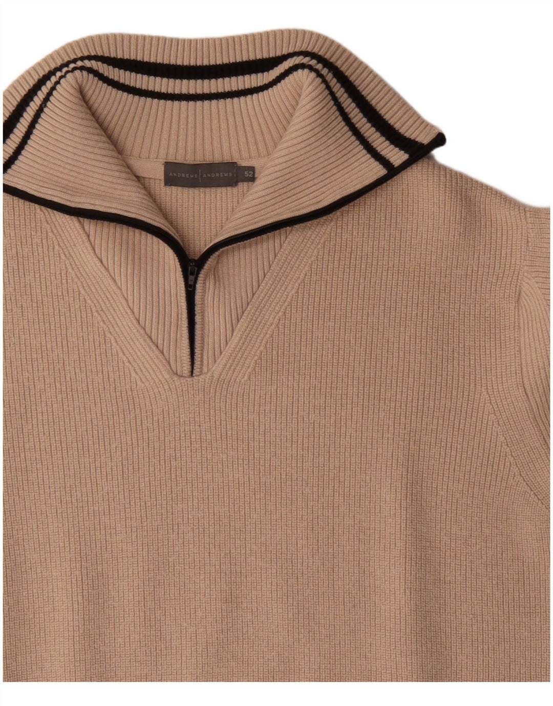 Ανδρικό πουλόβερ με φερμουάρ VINTAGE IT 52 Μεγάλο μπεζ μαλλί Merino