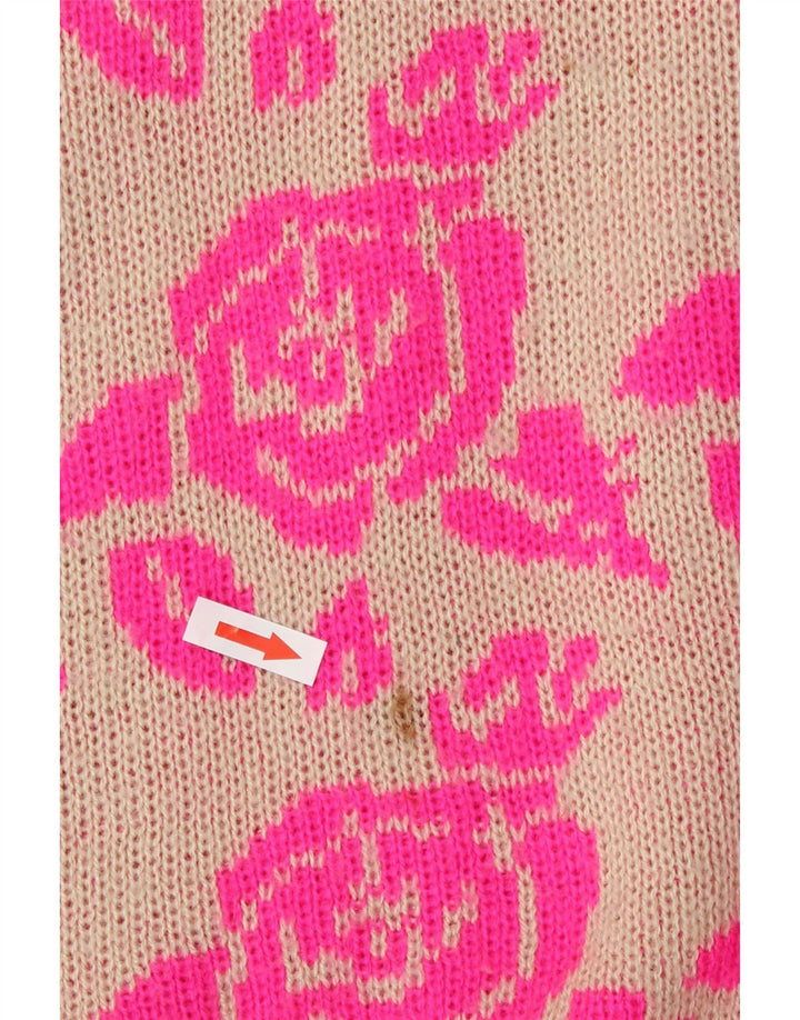 Vintage γυναικείο πουλόβερ με λαιμόκοψη UK 14 Medium Pink Floral