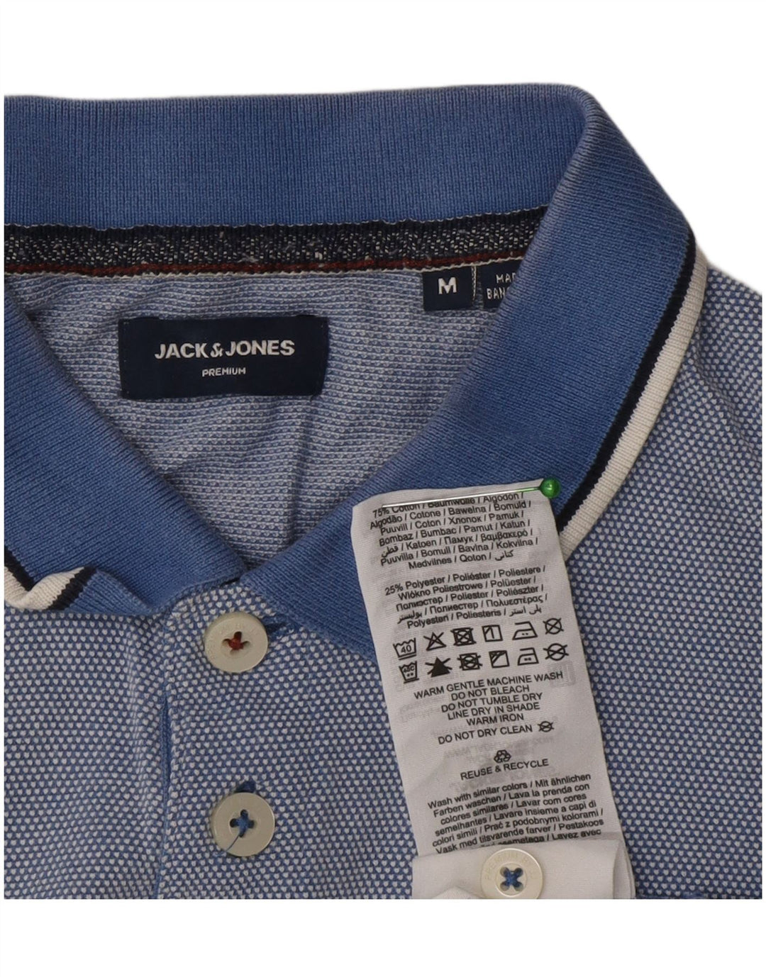 Ανδρικό μπλουζάκι πόλο Jack & Jones από μεσαίο μπλε βαμβακερό