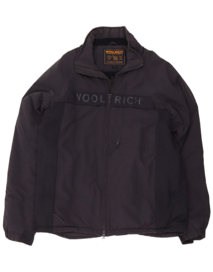 Woolrich Ανδρικό γραφικό αντιανεμικό μπουφάν UK 40 Large Navy Blue Nylon