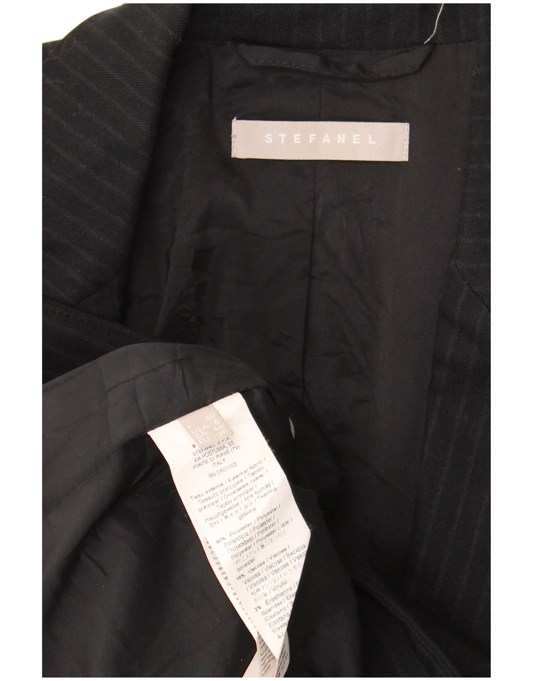 Stefanel Γυναικεία φόρμα 2 τεμαχίων με 1 κουμπί IT 40 Small W28 L28 Μαύρη ρίγα