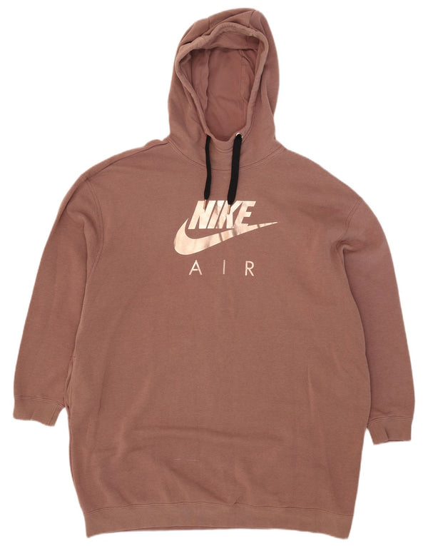 Nike Γυναικείο Longline Graphic Hoodie Jumper UK 14 Medium Brown