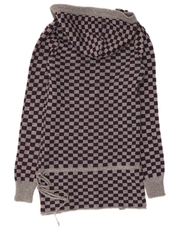 Converse Womens Hooded Jumper Sweater UK 10 Small Purple Geometric Wool