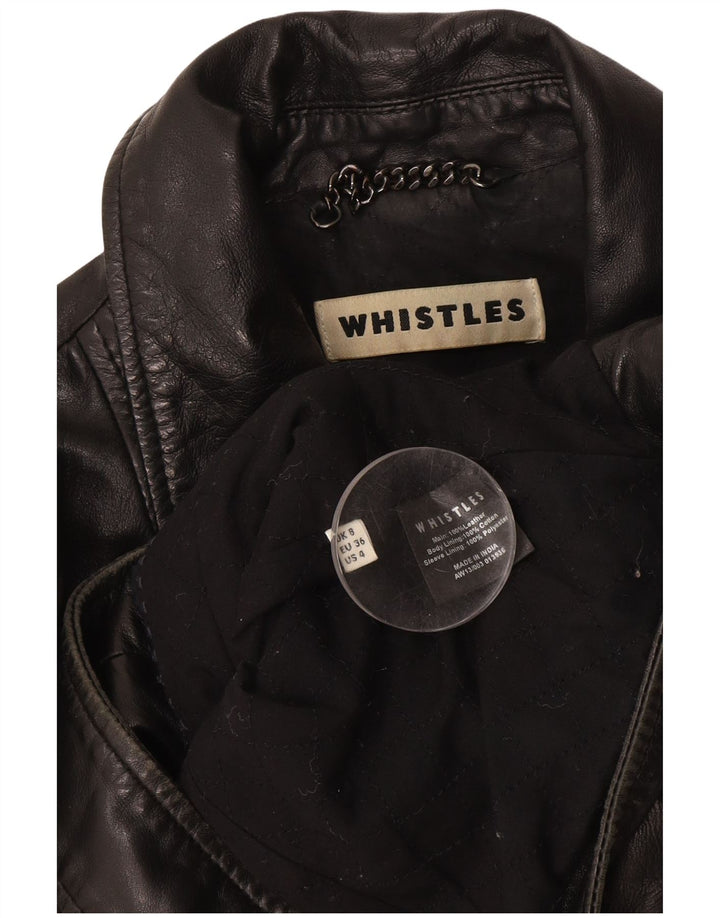 WHISTLES Γυναικείο Δερμάτινο Μπουφάν Biker UK 8 Small Black Leather