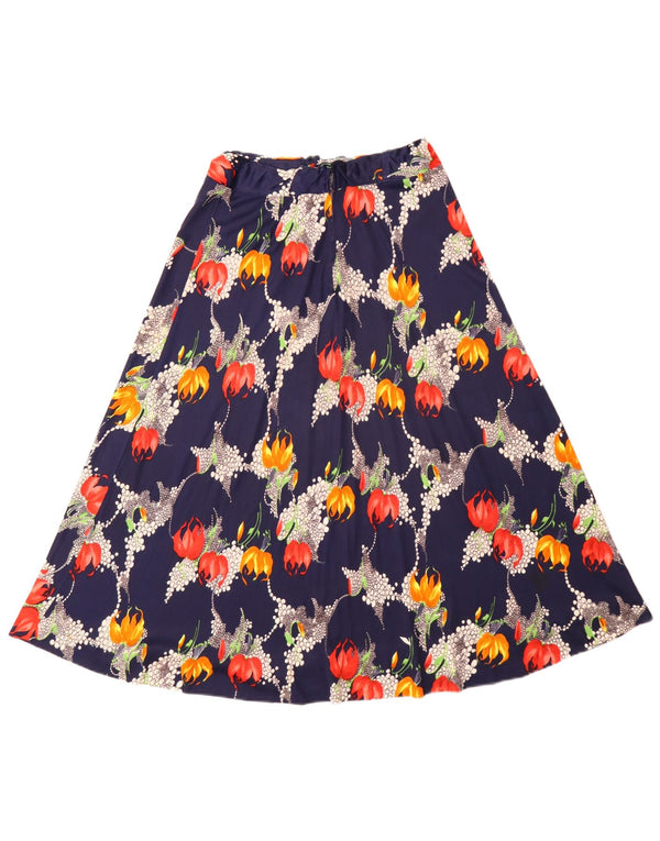 Vintage γυναικεία φούστα σε γραμμή Α W26 Small Navy Blue Floral Bohemian