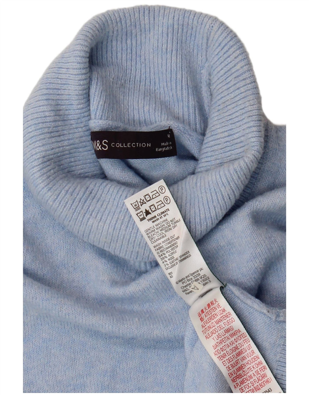Marks & Spencer Γυναικείο πουλόβερ με ρολό λαιμόκοψη UK 14 μεσαίο μπλε πολυεστέρας