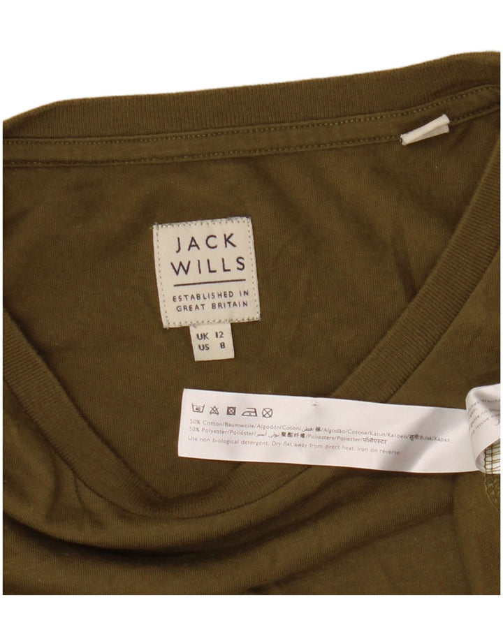 Jack Wills Γυναικείο T-Shirt Top UK 12 Medium Khaki Cotton