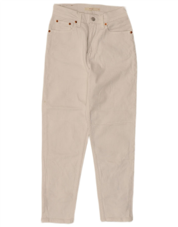 Levi's Womens Mom Cropped Jeans W24 L24 Off White Βαμβακερό