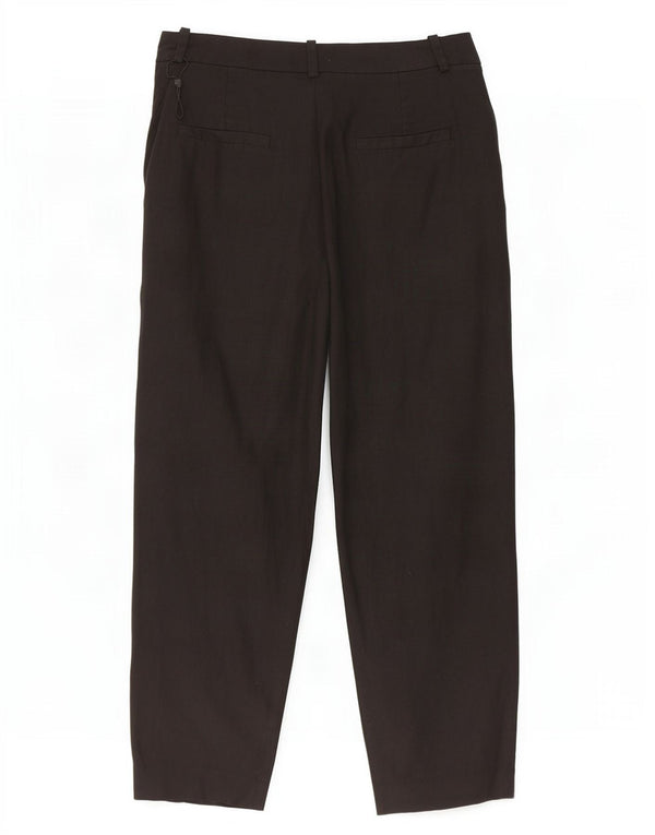 Massimo Dutti Womens Cropped Trousers EU 40 Medium W30 L25 Black Linen