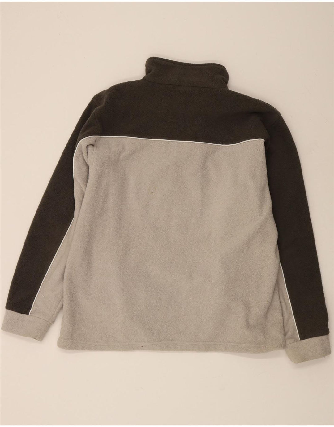 VINTAGE Mens Zip Neck Fleece Jumper Large Grey Colourblock Polyester Vintage Vintage and Second-Hand Vintage from Messina Hembry 