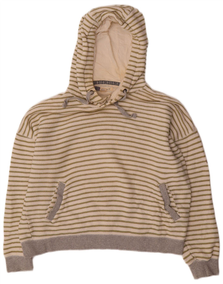 ROXY Γυναικείο μπλουζάκι με κουκούλα μεγάλου μεγέθους UK 16 Μεγάλο, σε ανοιχτό λευκό βαμβακερό ριγέ