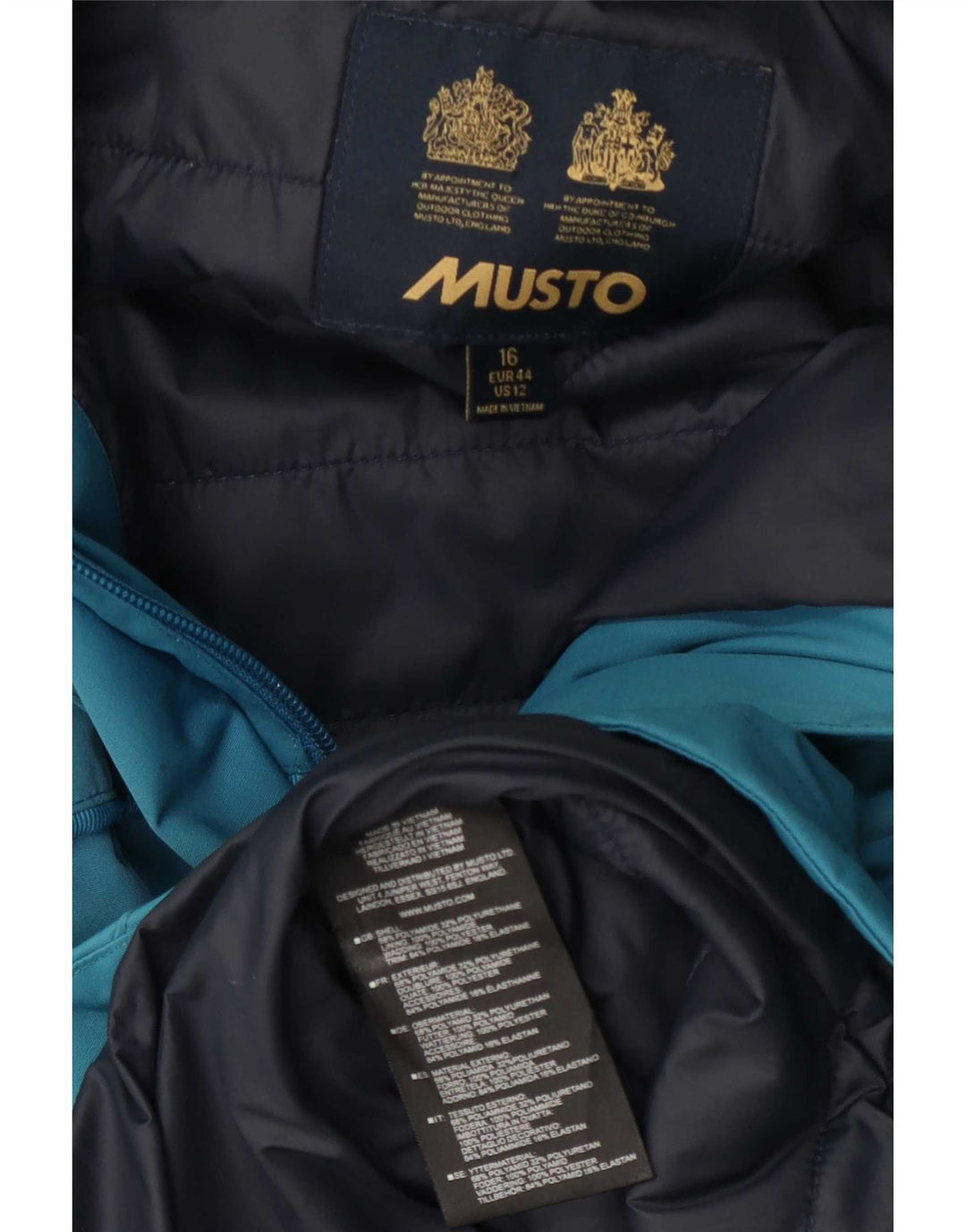Musto γυναικείο μπουφάν με κουκούλα αντιανεμικό UK 16 μεγάλο μπλε πολυαμίδιο