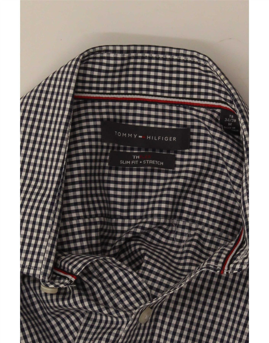 Tommy Hilfiger Ανδρικό πουκάμισο Slim Fit Μέγεθος 15 Medium Navy Blue Gingham