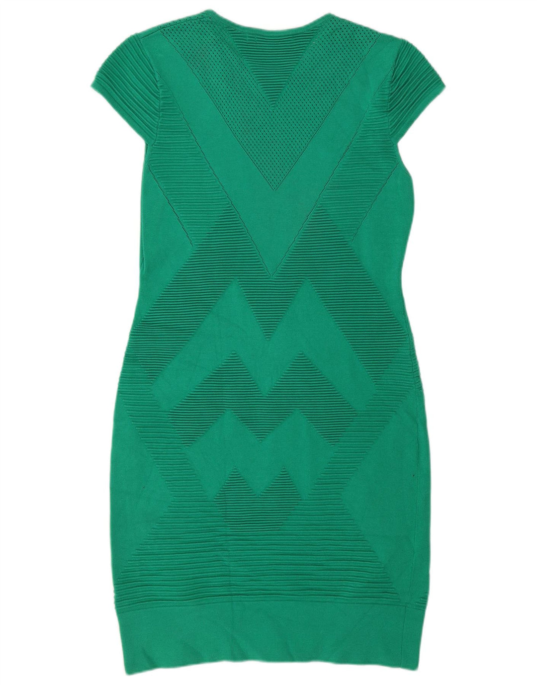 KAREN MILLEN Γυναικείο Bodycon Φόρεμα UK 16 Μεγάλο Πράσινο Chevron Viscose