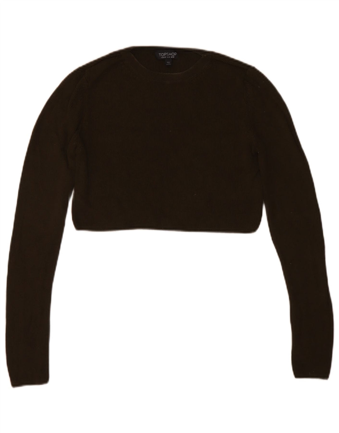 Topshop Γυναικείο Crop Top Μακρύ μανίκι UK 12 Medium Khaki Viscose