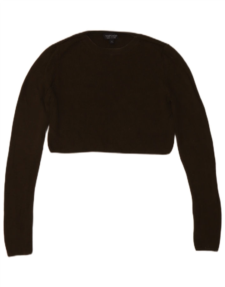 Topshop Γυναικείο Crop Top Μακρύ μανίκι UK 12 Medium Khaki Viscose