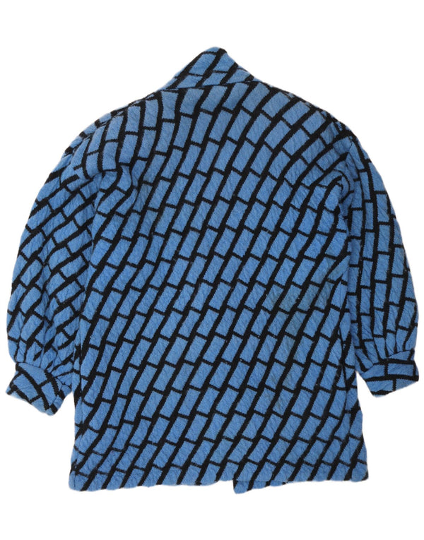 Vintage Γυναικείο Longline Oversized Ζακέτα UK 14 Medium Blue Check