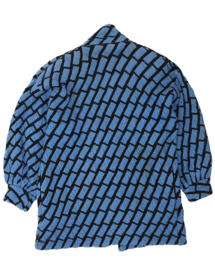 Vintage Γυναικείο Longline Oversized Ζακέτα UK 14 Medium Blue Check