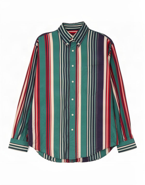 Vintage Mens Shirt Small Blue Striped Silk