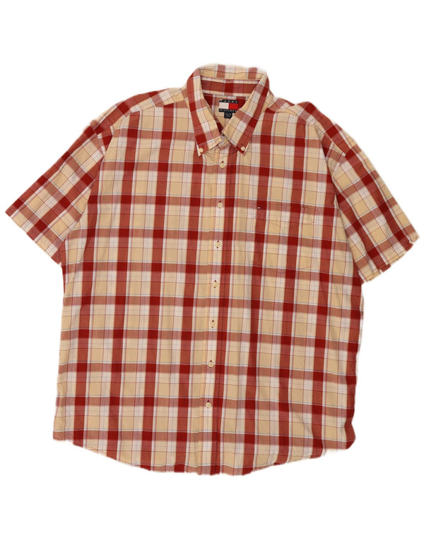 Ανδρικό κοντομάνικο πουκάμισο Tommy Hilfiger 2XL Κόκκινο βαμβακερό