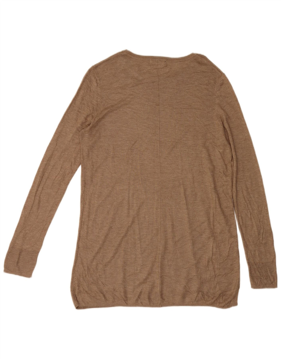 Zara Γυναικείο Longline Top Μακρυμάνικο UK 14 Μεσαία Καφέ Βισκόζη