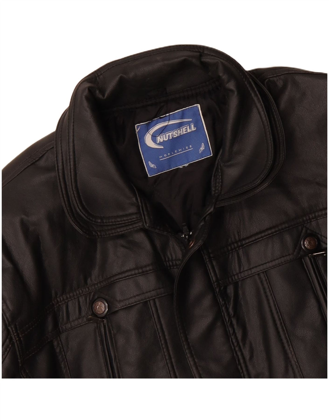 NUTSHELL Ανδρικό Δερμάτινο Παλτό UK 40 Large Μαύρο