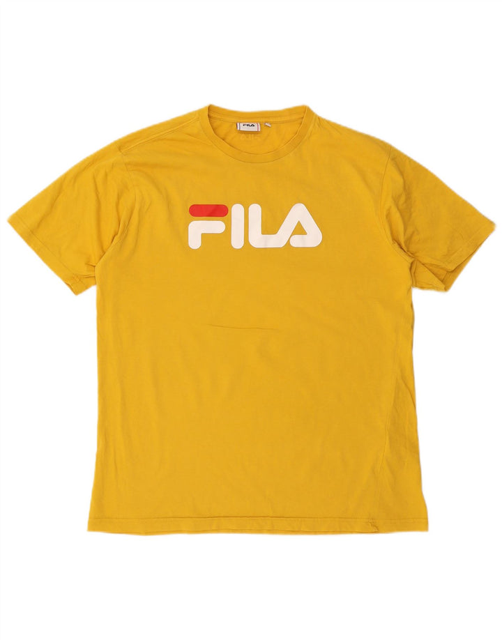 Ανδρικό γραφικό T-Shirt Fila Top μεγάλο κίτρινο βαμβακερό