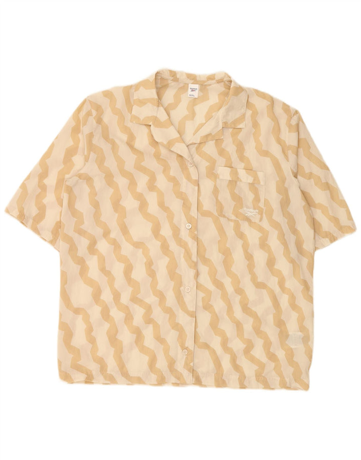 REEBOK Womens Oversized Shirt Blouse UK 12/14 Medium Beige Striped