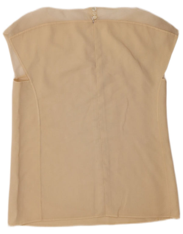 Vintage γυναικείο αμάνικο μπλούζα UK 14 Medium Beige