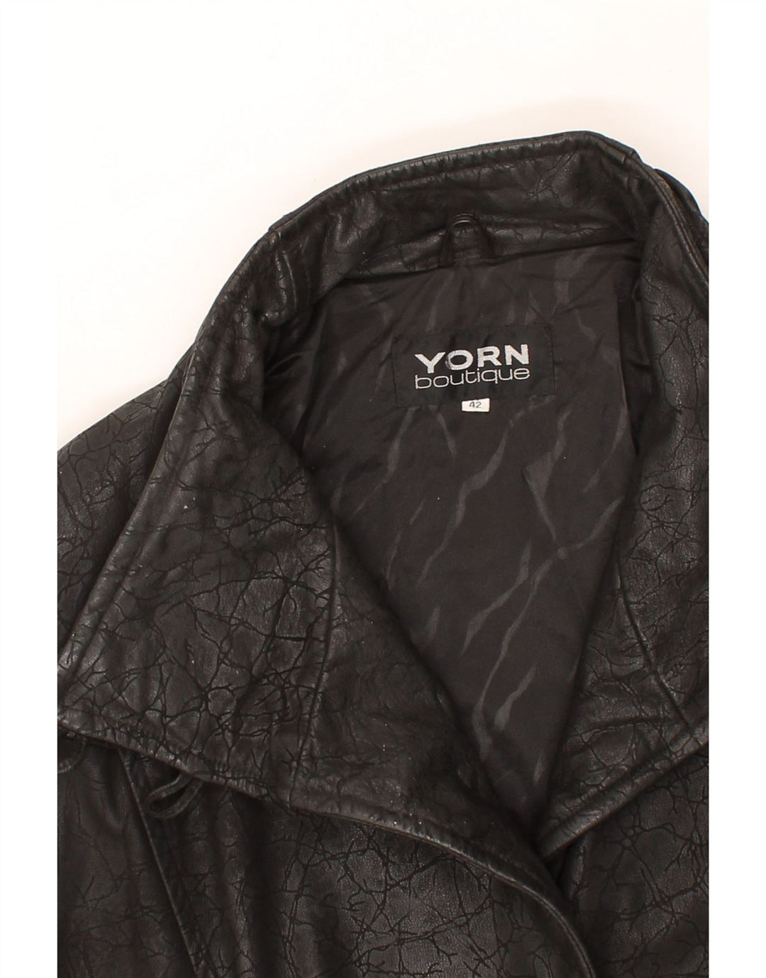 VINTAGE Womens Leather Coat EU 42 Large Black Leather Vintage Vintage and Second-Hand Vintage from Messina Hembry 