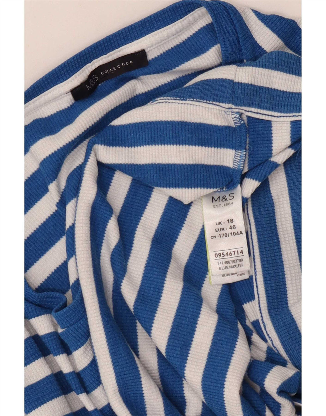 Marks & Spencer Γυναικεία Μπλούζα Τοπ UK 18 XL Μπλε ριγέ πολυεστέρας