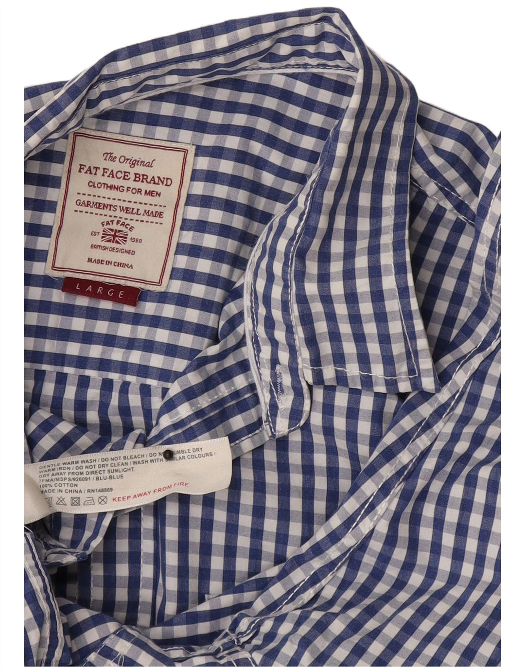 Ανδρικό πουκάμισο Fat Face Μεγάλο μπλε βαμβακερό Gingham