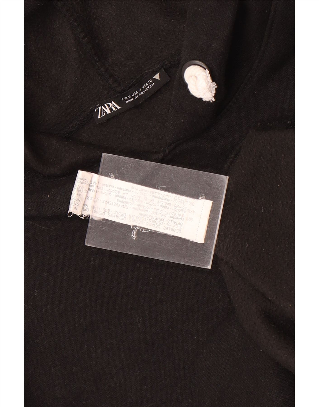 Zara Ανδρικό φούτερ με φούτερ με κουκούλα, μικρό μαύρο πολυεστέρα