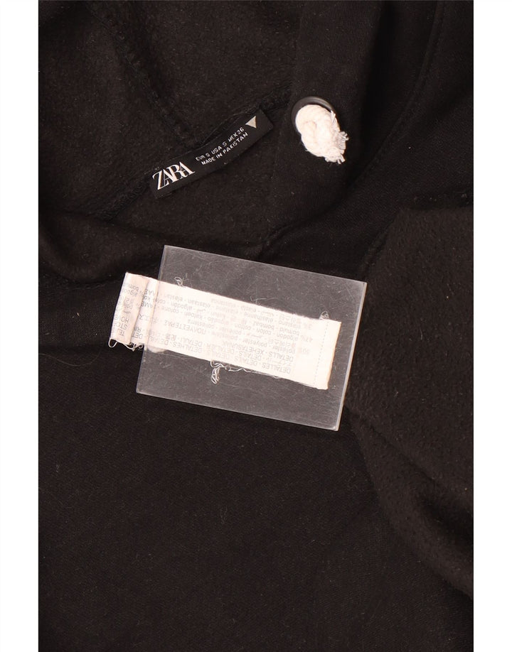 Zara Ανδρικό φούτερ με φούτερ με κουκούλα, μικρό μαύρο πολυεστέρα