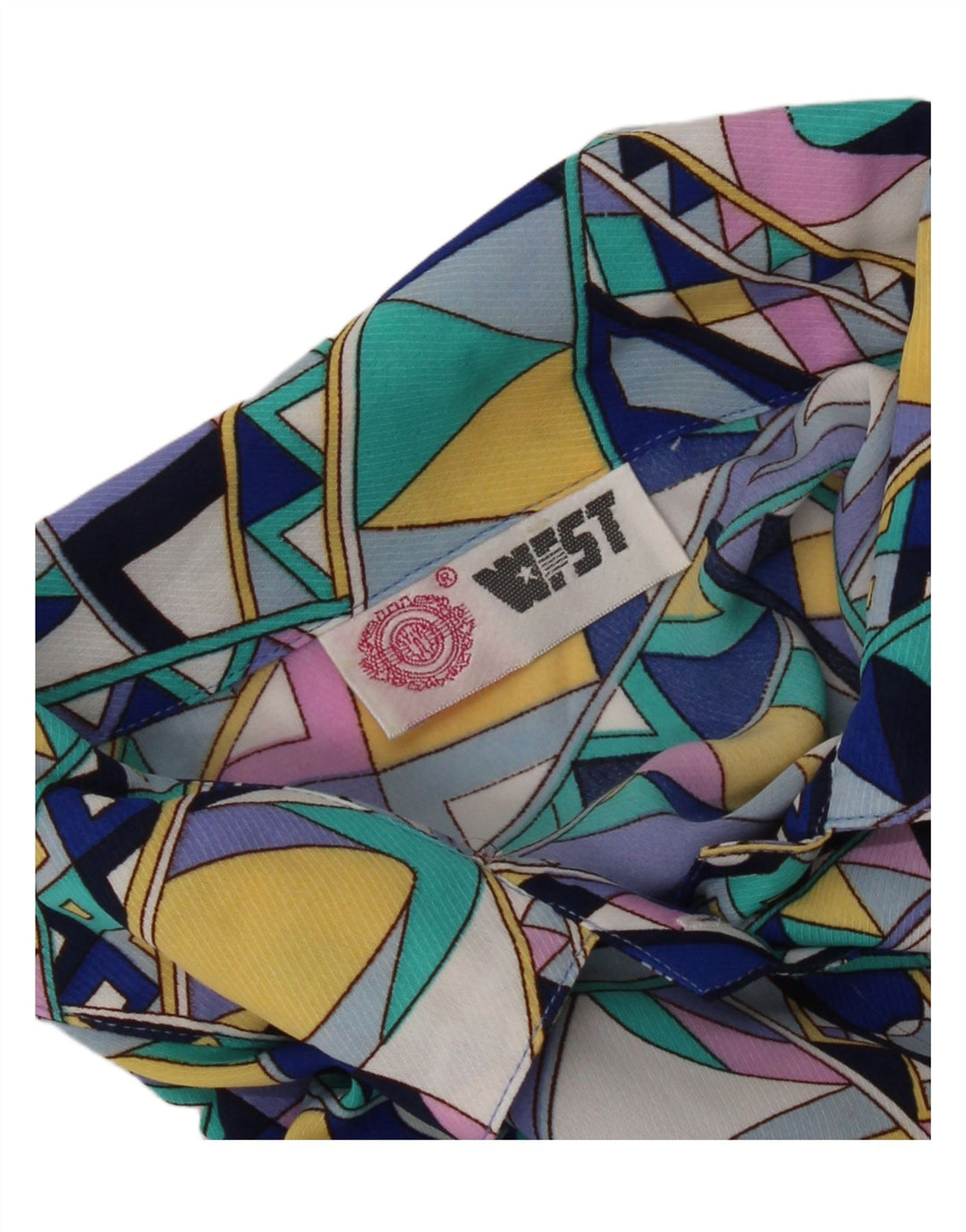 Vintage γυναικείο κοντομάνικο πουκάμισο UK 16 μεγάλο πολύχρωμο γεωμετρικό