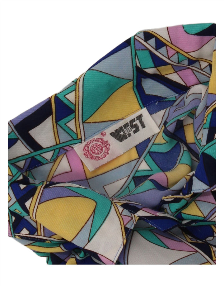 Vintage γυναικείο κοντομάνικο πουκάμισο UK 16 μεγάλο πολύχρωμο γεωμετρικό