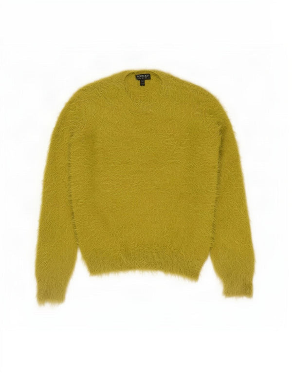 Topshop Γυναικείο πουλόβερ με λαιμόκοψη UK 6 XS Yellow Nylon